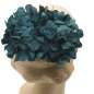 Preview: half hat petrol blue flowers clip pearls embroided