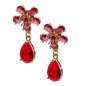 Preview: Earrings in red-pink with rhinestones