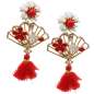 Preview: Enameled earrings with red white fan