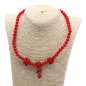 Preview: Red Pearl Necklace with Rose Pendants