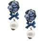 Preview: Stud Earrings with Light Blue Roses & Pearl