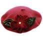 Preview: beret dark red velvet flower
