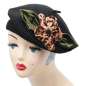 Preview: Black beret with Leo pattern flower