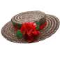 Preview: brauner Canotier Hut mit roten Blumen