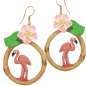 Preview: Earrings with bamboo ring and flamingo