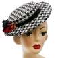 Preview: Houndstooth Small Boater Hat made of wool fabric