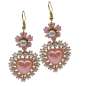 Preview: Pink sparkling heart earrings with enamel flower