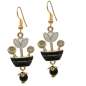 Preview: Black gold earrings with flower art deco style