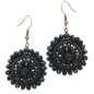 Preview: Earrings with black flower woven from pearls