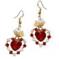 Preview: Earrings in red-gold with rhinestones and pearls in heart shape