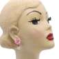 Preview: Kopf: Rosa Rosen und Perle - Ohrringe im Vintage