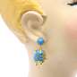 Preview: Ohrringe mit goldgefassten türkis blau Edelsteinen, filigran
