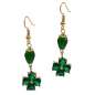 Preview: Earrings with dark green sparkling clover leaf