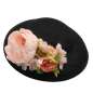 Preview: Schwarzer Großer Hut mit rosa Ansteckblume zum Wechseln