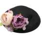 Preview: Schwarzer Hut mit fliederfarbener Ansteckblume zum Wechseln
