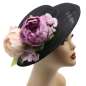 Preview: Schwarzer Hut mit fliederfarbener Ansteckblume zum Wechseln