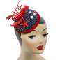 Preview: fascinator red blue lobster veil red blue white