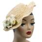Preview: Straw hat handmade white flowers waves