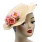 Preview: Straw hat handmade pink flowers waves