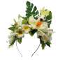 Preview: Haarschmuck mit weißen Blumen - große Blumenkrone in Ivory