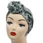 Preview: dressed, as a knot: Turquoise with black roses turban hair band with wire