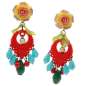 Preview: Stud Earrings with colorful flowers Mexican style