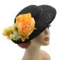 Preview: schwarzer Hut Vintage Blumen Gelb Hibiskus Vintage