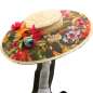 Preview: Großer Stroh Hut Wagenrad mit breiter Krempe mit Blumen