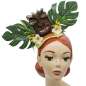Preview: Tiki Queen big fascinator with palm leaves & frangipani flowers