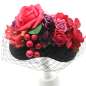 Preview: half hat vintage style red, black flowers