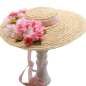 Preview: cartwheel straw hat pink cherry flowers