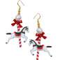 Preview: Carousel horse - earrings in red and white xmas rockabilly