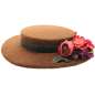 Preview: Boater Hut aus Wolle in Braun mit Blumen
