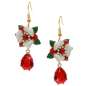 Preview: Sparkling earrings with enamel flowers and red drop pendant