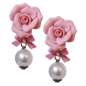 Preview: Stud earrings with pearl & large pink rose