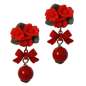 Preview: Rote Rosen und Perle - Ohrringe im Vintage Stil