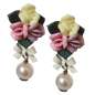 Preview: Earrings with three coloured flowers & pearl