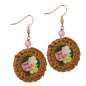 Preview: Earrings with rattan ring and flowers in pastel shades