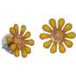 Preview: Yellow enamel blossom - vintage style earrings rockabilly