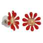 Preview: Red enamel blossom - vintage style earrings rockabilly flower
