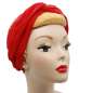 Preview: angezogen, flach gebunden: Rotes Turban Haarband mit Draht