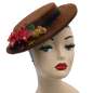 Preview: Small hat made of wool in brown with small flowers