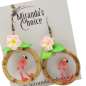 Preview: Flamingo in bamboo ring - earrings with frangipani ´