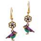 Preview: Gold and Purple Small Bird Earrings