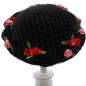Preview: runder Hut aus Samt in Schwarz mit kleinen Blumen