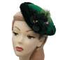 Preview: Dunkelgrüner runder Vintage Hut aus Samt