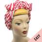 Preview: Easy Turban Band vintage Rot weiss gestreift