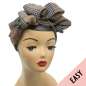 Preview: Brauner karierter Easy Turban mit viel Volumen