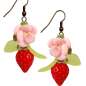 Preview: Ohrringe mit Erdbeere & rosa Blume