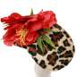 Preview: Fascinator/ Small Half Hat with Leopard Pattern & Hibiscus Flower
